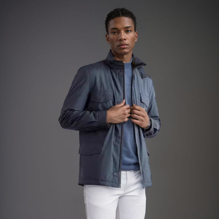 Herren vielseitige Utility-Jacke mit hohen Kragen und praktischen Taschen Drune