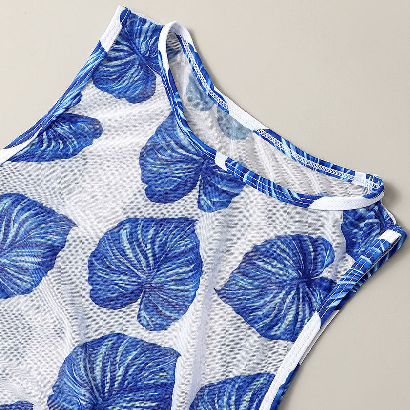 Damen Maxikleid mit floralem Muster und seitlichen Bindebändern Drune