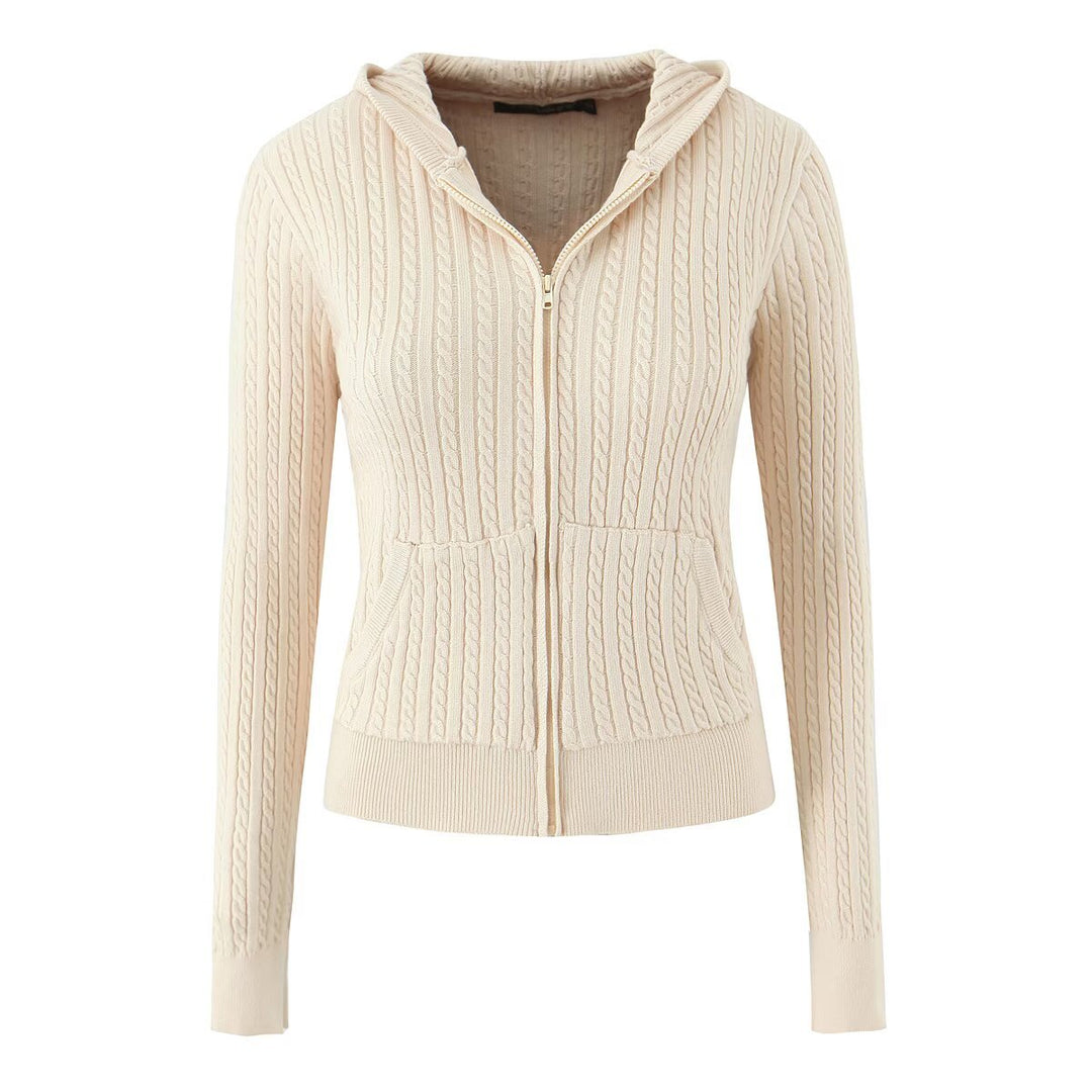 Damen modische Sweatjacke mit Struktur und integrierter Kapuze Drune