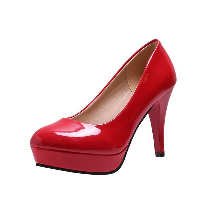 Damen Plateau-Pumps mit glänzendem Obermaterial und ergonomischem Fußbett Drune
