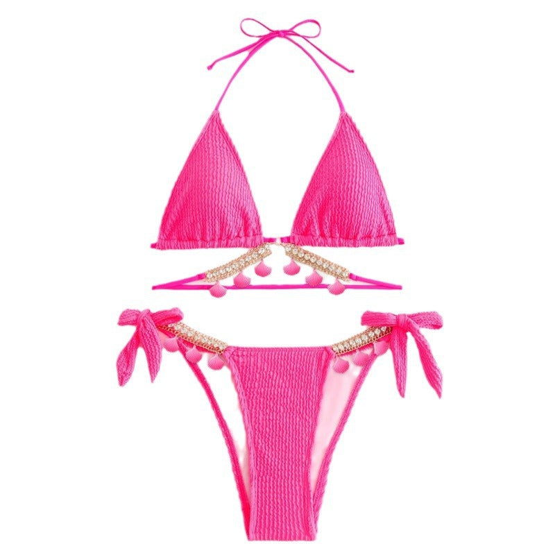 Damen Triangel-Bikini mit dekorativem Quasten-Design Drune