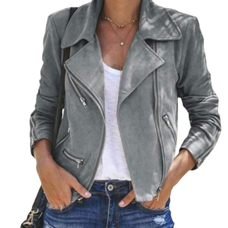 Damen Bikerjacke im modernen Wildleder-Look Drune