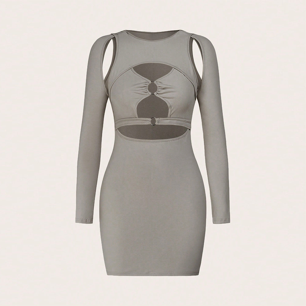 Damen Minikleid mit asymmetrischem Cut-Out und eleganten Ringdetails Drune