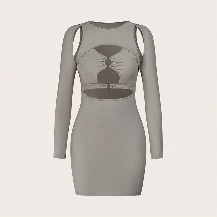 Damen Minikleid mit asymmetrischem Cut-Out und eleganten Ringdetails Drune