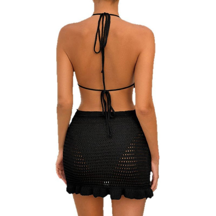 Damen Häkel-Bikini-Set mit Rüschen und elastischem Rock Drune