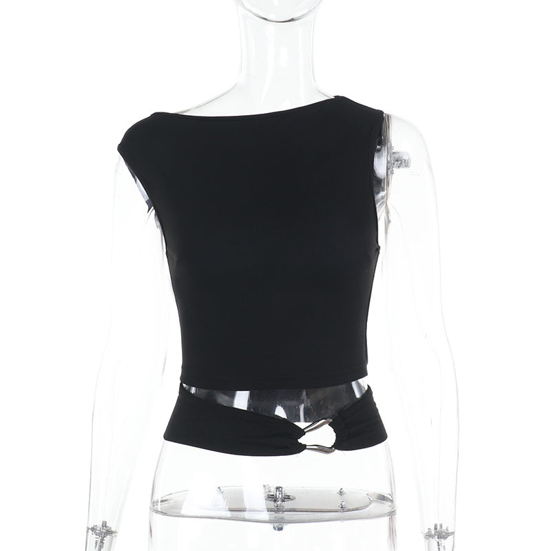 Damen Figurbetontes Crop-Top mit schickem Ringdetail Drune
