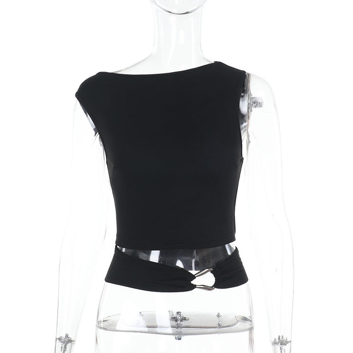 Damen Figurbetontes Crop-Top mit schickem Ringdetail Drune