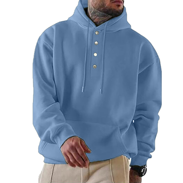 Herren Kapuzenpullover mit Knopfleiste und lässigem Schnitt Drune