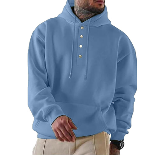 Herren Kapuzenpullover mit Knopfleiste und lässigem Schnitt Drune