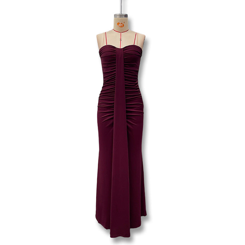 Damen Figurbetontes Maxikleid mit Raffungen und zartem Schnitt Drune