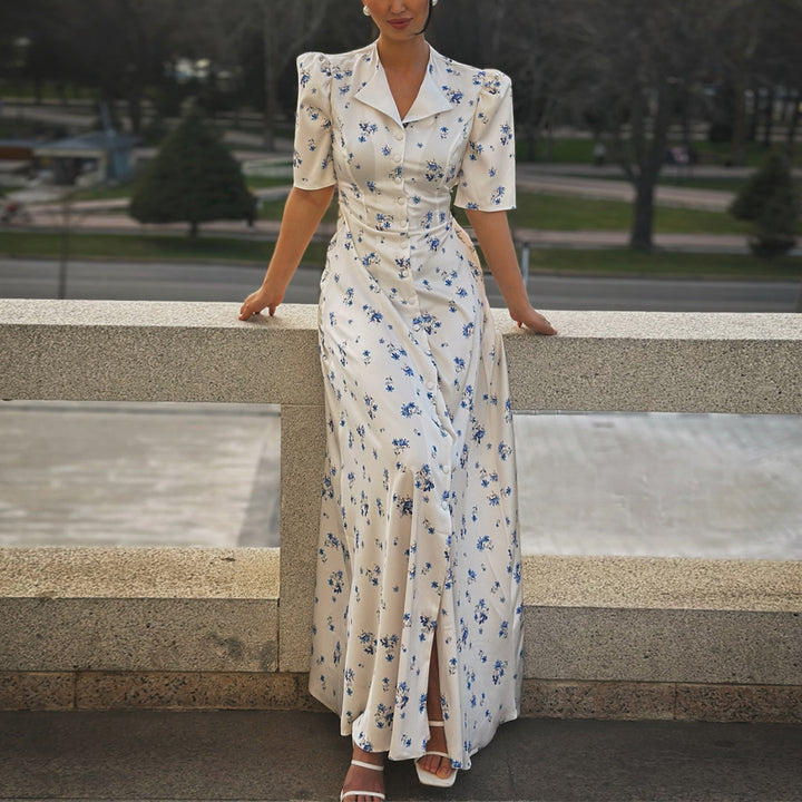 Damen Maxikleid mit puffärmeligem Schnitt Drune