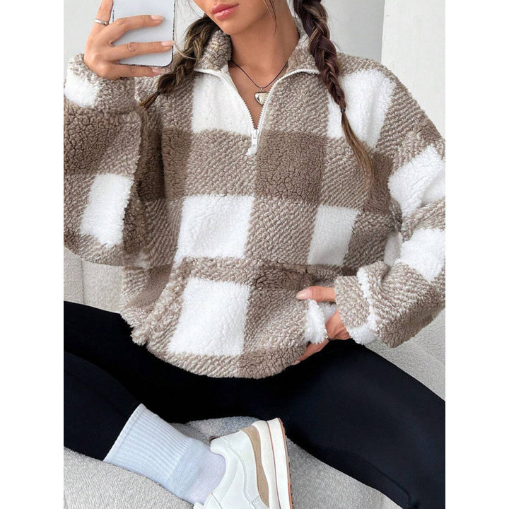 Damen kuscheliger Fleece-Pullover mit hohem Kragen Drune