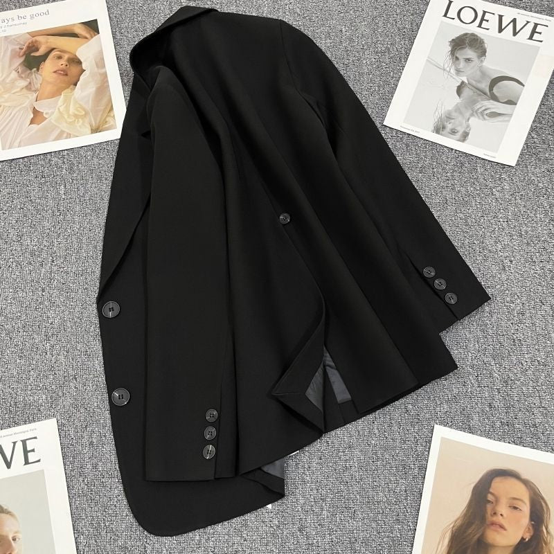 Damen eleganter Blazer mit taillierter Passform und kontrastierenden Knöpfen Drune