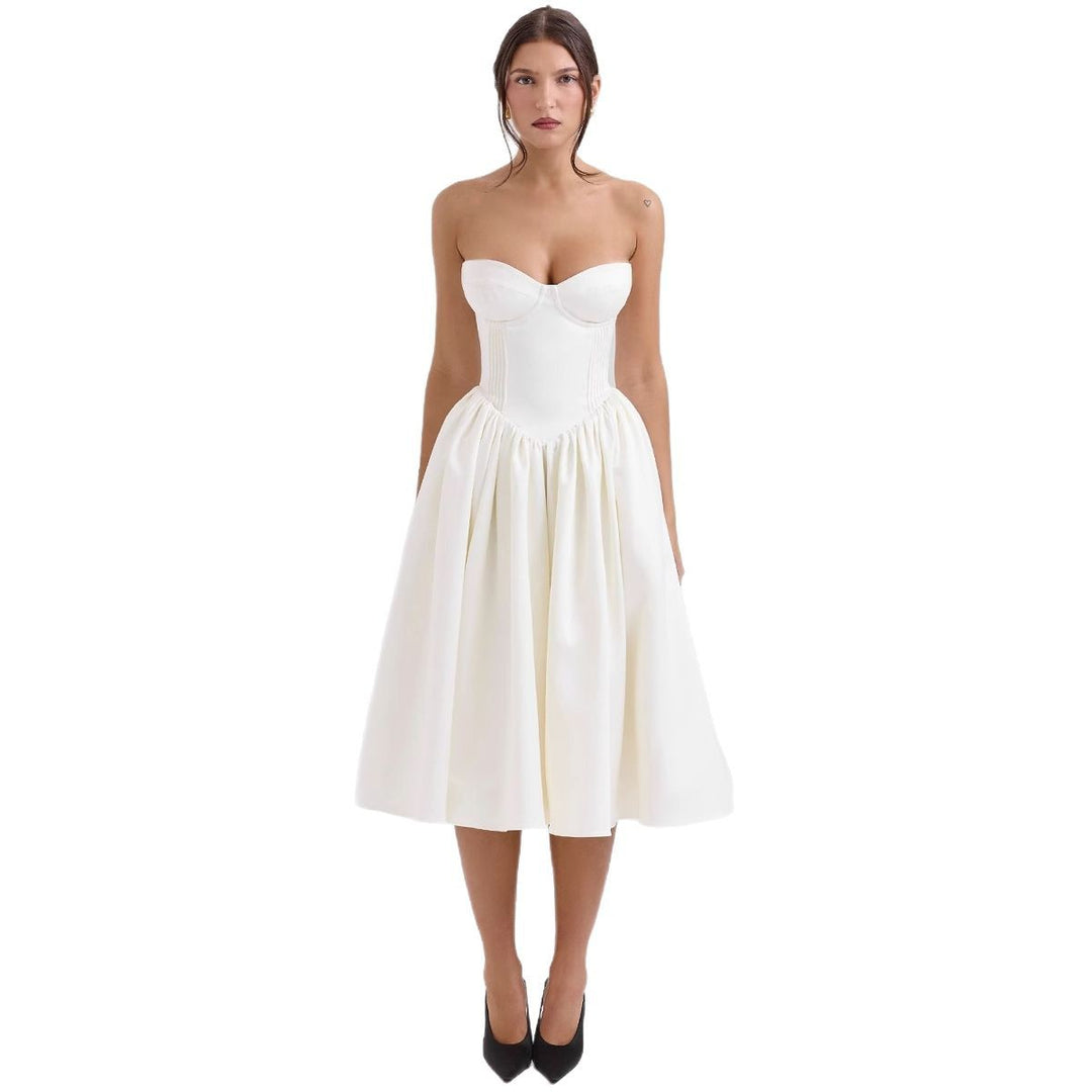 Damen Elegantes Cocktailkleid mit Corsage-Oberteil und voluminösem Rock Drune