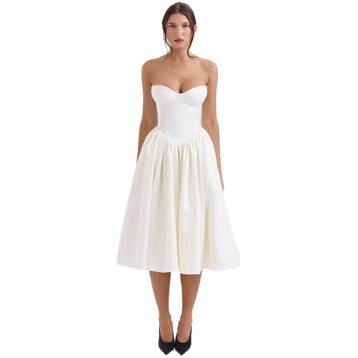 Damen Elegantes Cocktailkleid mit Corsage-Oberteil und voluminösem Rock Drune