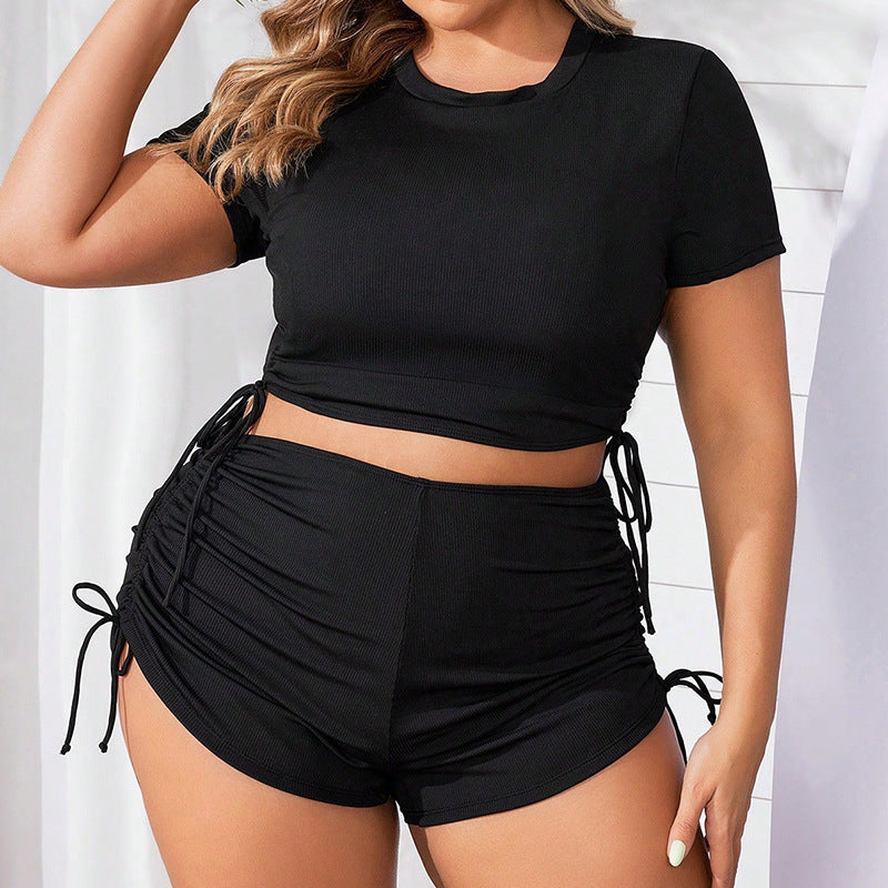 Damen Sportliches Crop-Top und Shorts Set Drune
