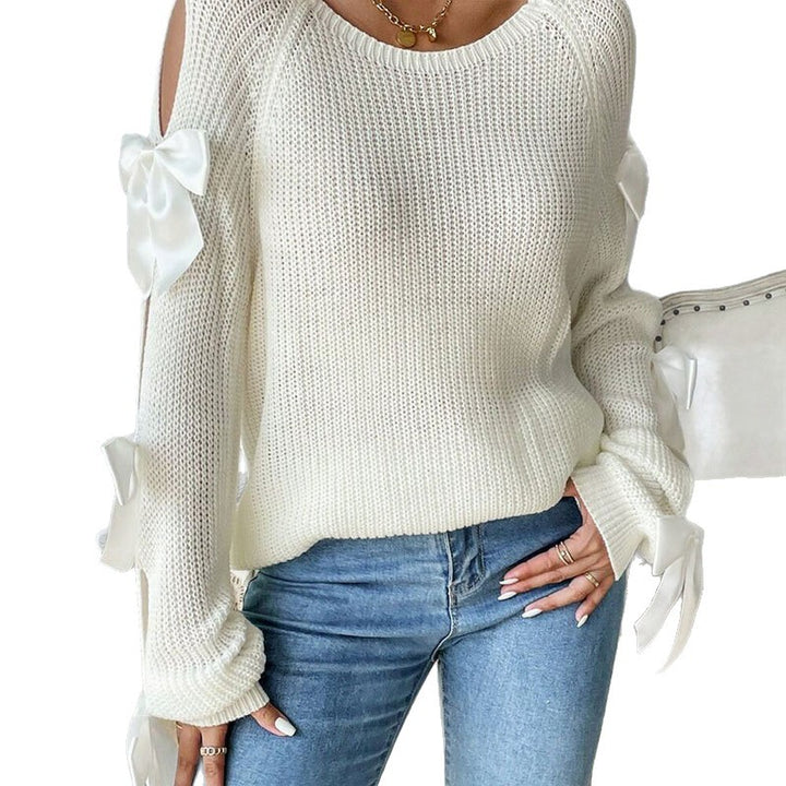 Damen Strickpullover mit dekorativen Schleifendetails und offener Armgestaltung Drune