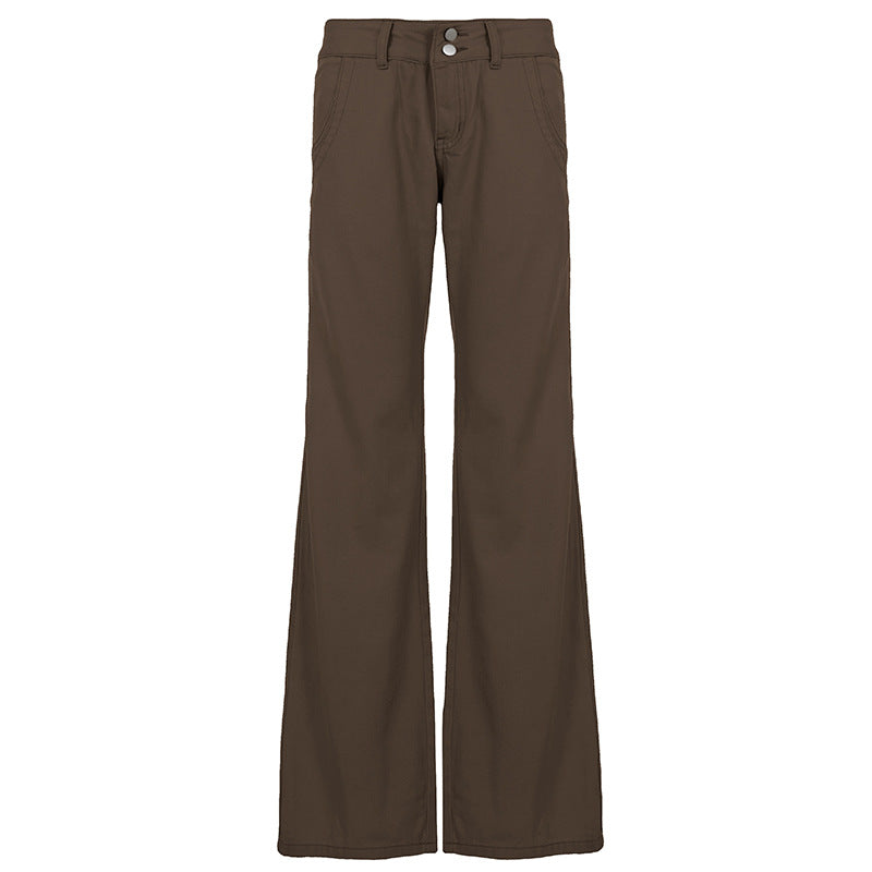 Damen nan Highwaist Schlaghose mit weitem Bein, hohem Bund und Gürtelschlaufen Drune