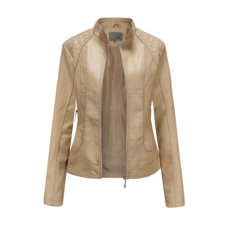 Damen Kunstlederjacke mit modischen Steppdetails Drune