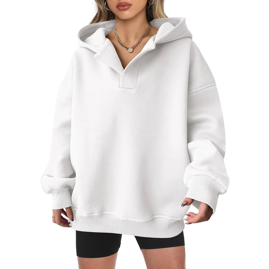 Damen Oversized Kapuzenpullover mit einzigartigem Kragen Drune
