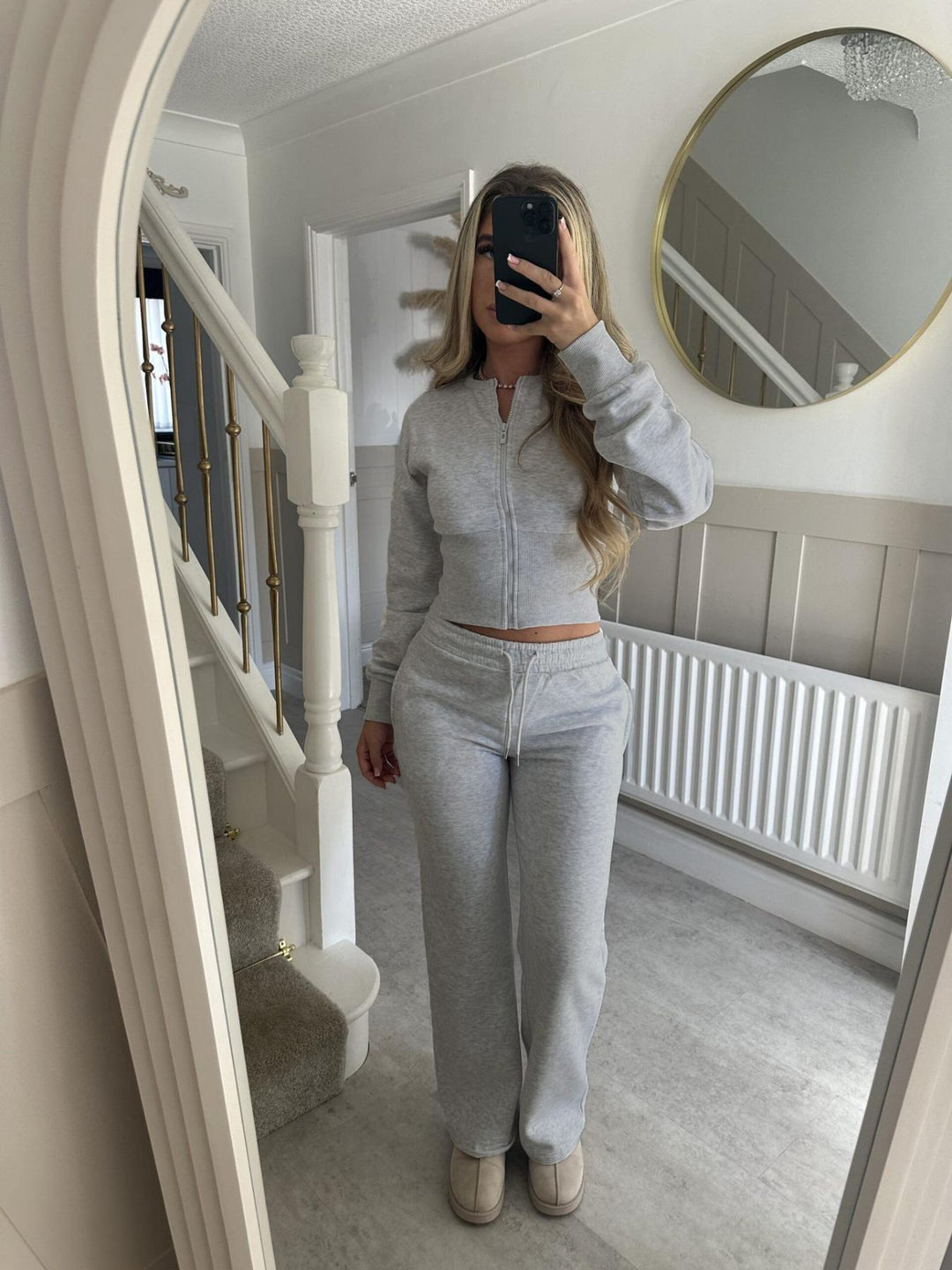 Damen lässiger Cropped Hoodie und Jogginghose Set mit elastischem Bund Drune