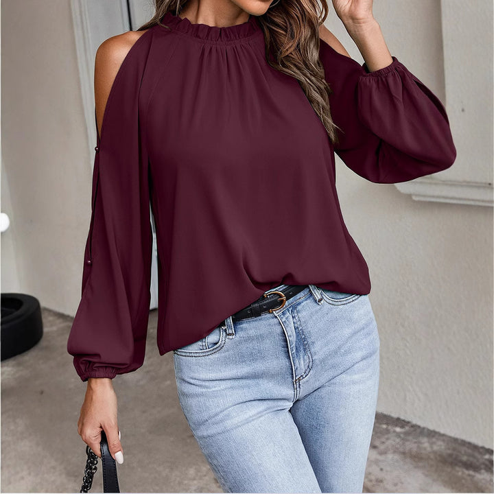 Damen Elegantes Oberteil mit schulterfreiem Design und voluminösen Ärmeln Drune