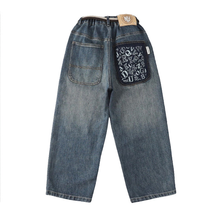 Damen lässige Baggy-Jeans mit einzigartigem Taschen-Design Drune