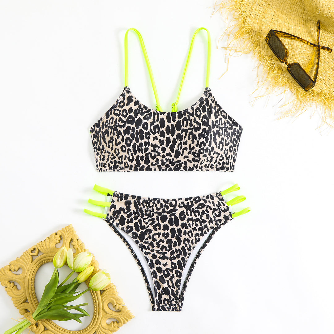 Damen Tierdruck Trägerbikini-Set Drune