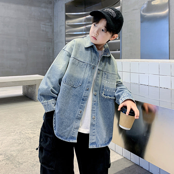 Jungen lässige Jeansjacke mit modischen Details Drune
