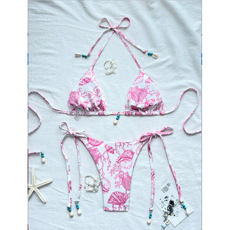 Damen Strand-Bikini-Set mit verstellbaren Trägern und maritimen Accessoires Drune
