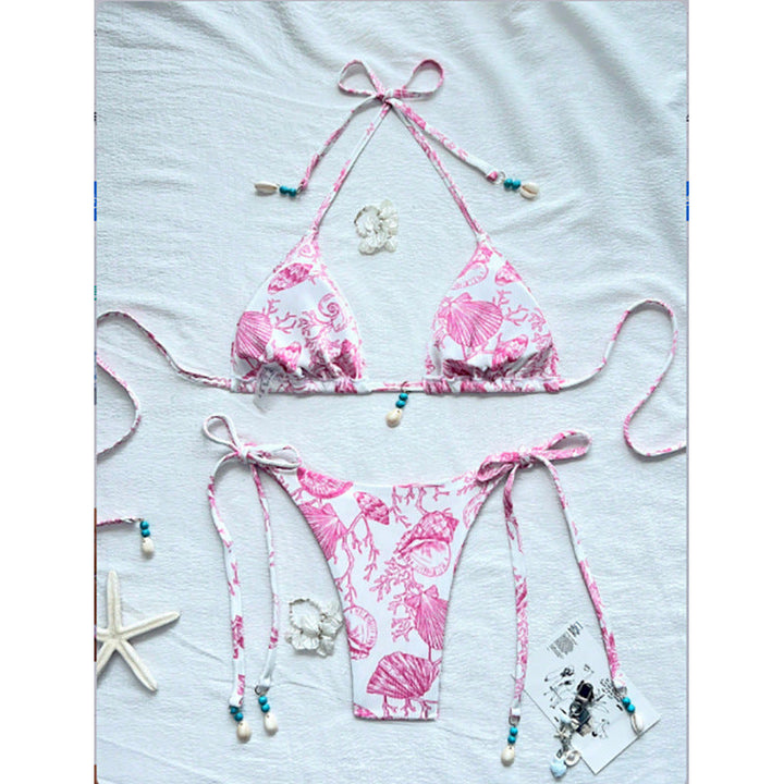 Damen Strand-Bikini-Set mit verstellbaren Trägern und maritimen Accessoires Drune