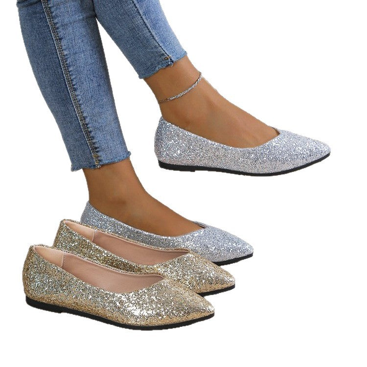 Damen Glitzernde Ballerinas mit spitzem Zehenbereich Drune