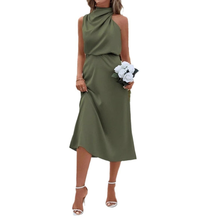 Damen Elegantes Trägerkleid mit drapiertem Oberteil und A-Linien-Schnitt Drune