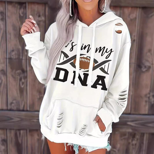 Damen Hooded Sweatshirt mit kreativen Schnittelementen und lässigem Stil Drune