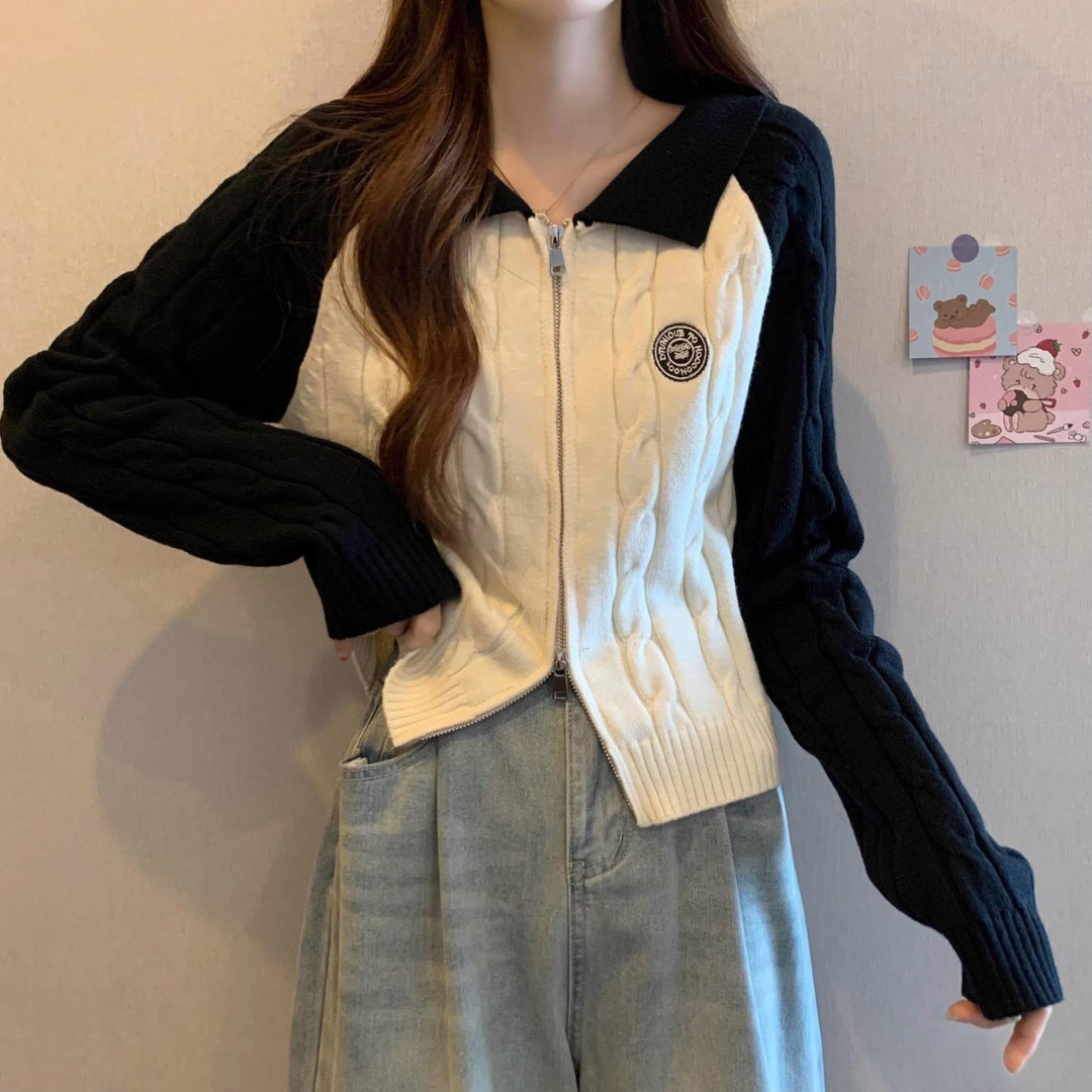 Damen Stilvolle Strickjacke mit Reißverschluss Drune