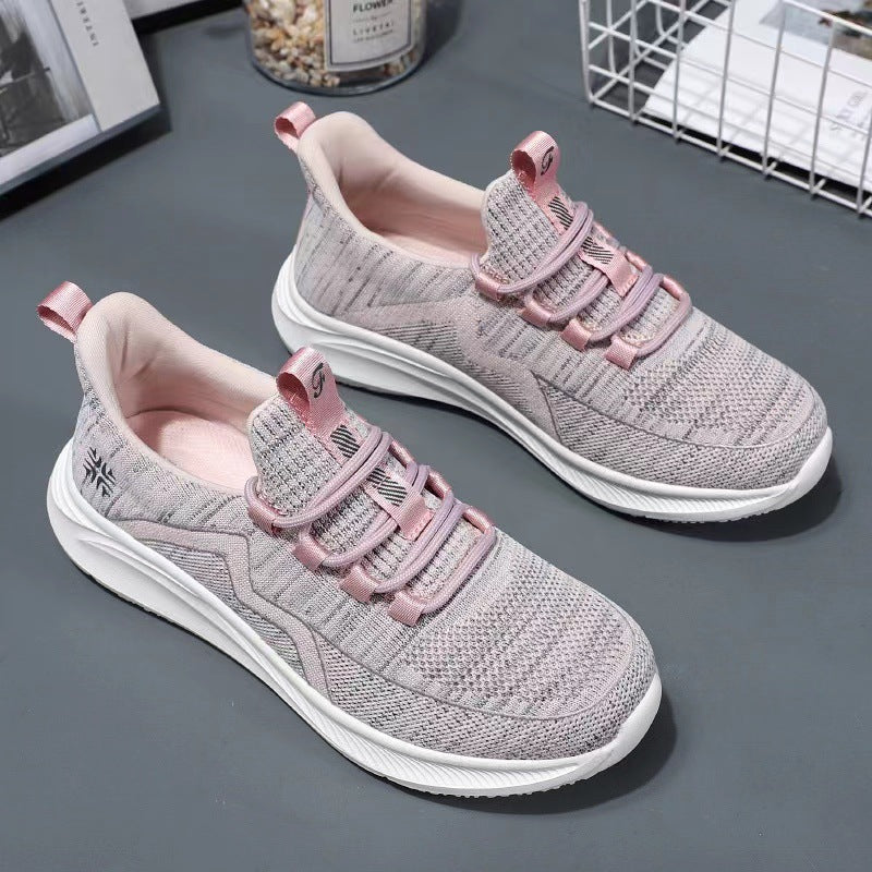 Damen nan gestrickte Slip-On-Sneaker mit elastischer Schnürung, gepolsterter Innenfütterung und dämpfender Profilsohle Drune
