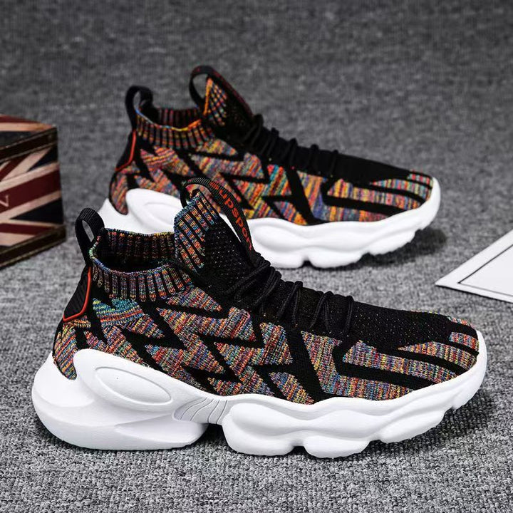 Damen Sportliche Rundsocken Sneakers mit atmungsaktiver Strickoberfläche und dynamischem Design Drune