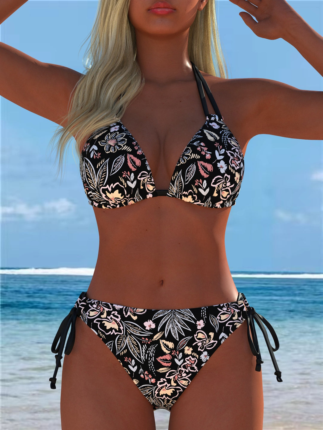 Damen Bikini-Set mit verspieltem Schnitt und trendigem Mustermix Drune