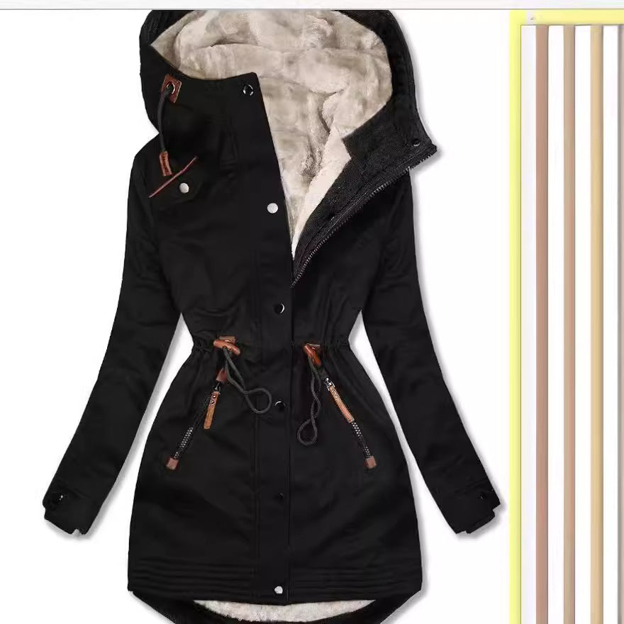 Damen Wintersaison Parka mit warmer Fleece-Fütterung Drune