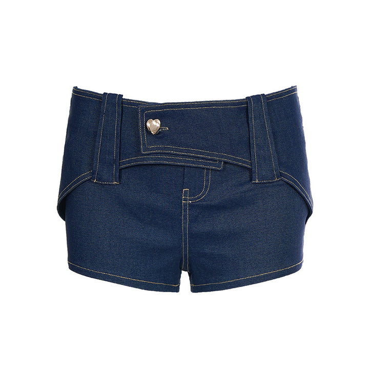 Damen Denim-Shorts mit hohem Tailleinsatz und modischen Akzenten Drune