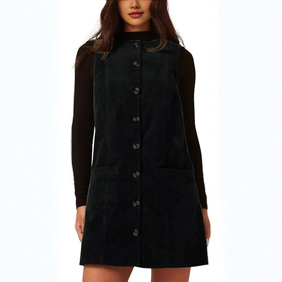 Damen Knielanges Cordkleid mit Taschen Drune