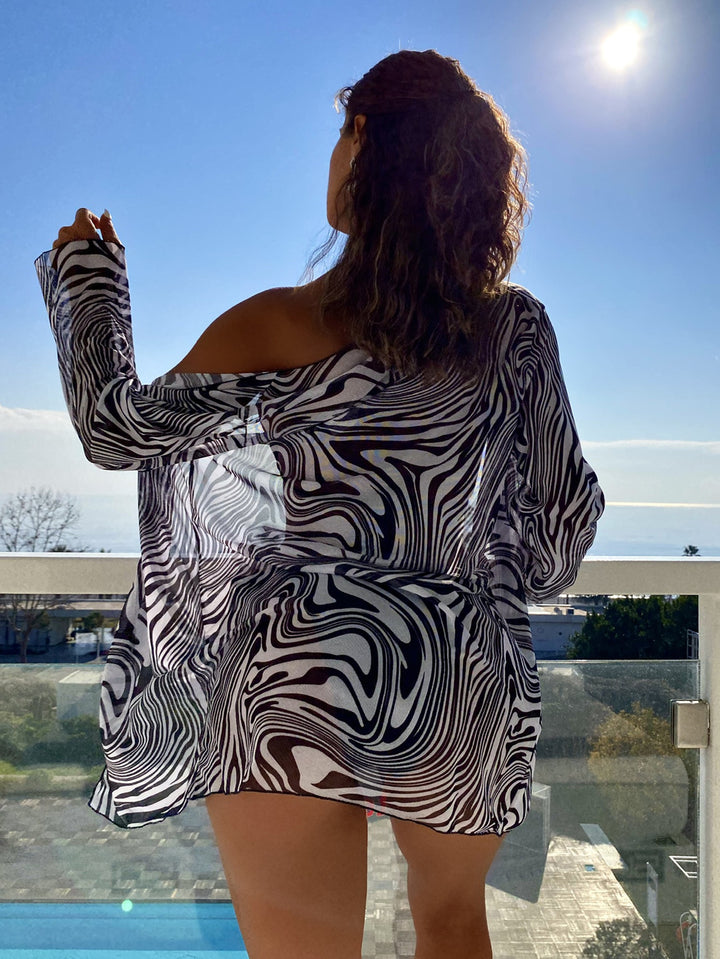 Damen Elegante und modische Strandüberwurf Jacke Drune