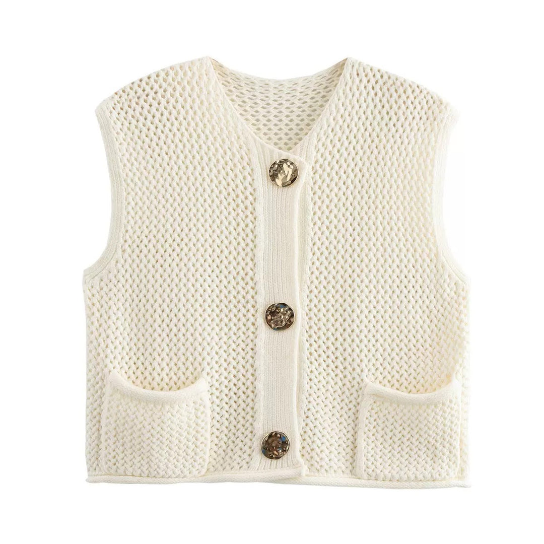Damen Strickweste mit Knopfdetails und praktischen Taschen Drune