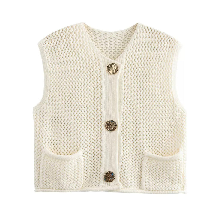 Damen Strickweste mit Knopfdetails und praktischen Taschen Drune