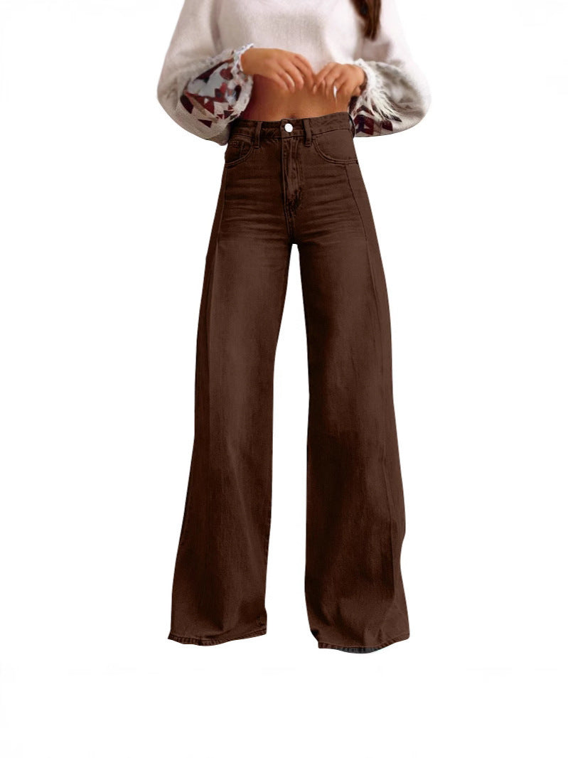 Damen Weite High-Waist Jeans im Urbanen Stil Drune