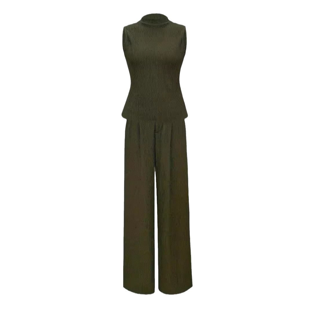 Damen Elegantes Jumpsuit mit hohem Kragen und weitem Bein Drune