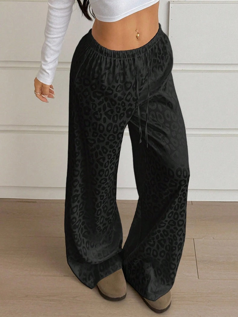Damen Elegante Weite Leoprint-Hose Drune