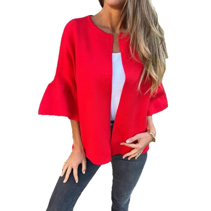 Damen Modische Jacke mit weitem Ärmel und leicht strukturiertem Stoff Drune