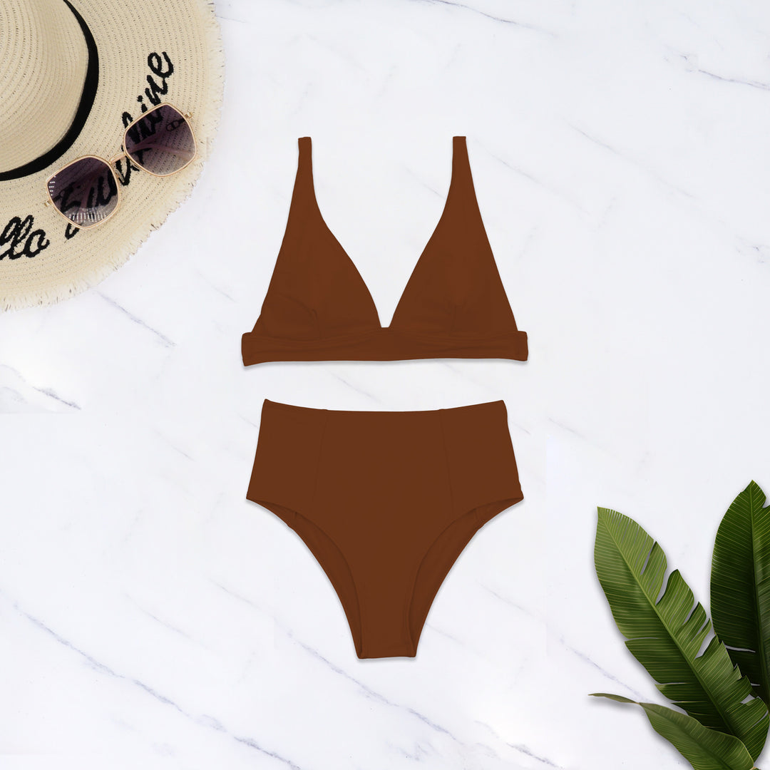 Damen Hochgeschnittener Bikini mit tiefem V-Ausschnitt Drune