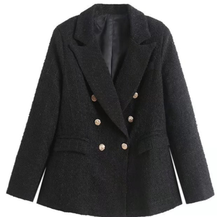 Damen Tweed Blazerjacke mit doppelter Knopfleiste und elegantem Schnitt Drune
